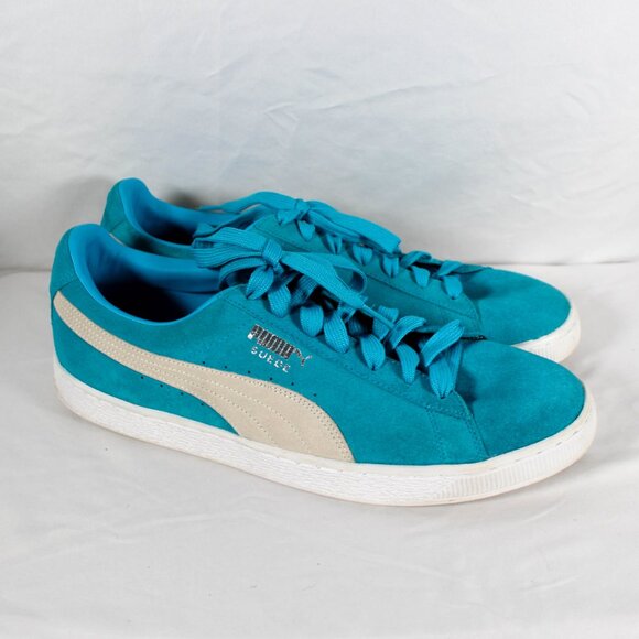 PUMA Suede Classic Aqua Blue White Mens Size 13 Sneaker Tennis Shoe main image 4